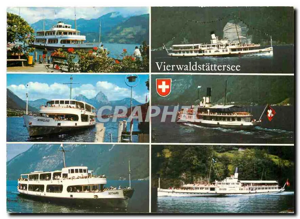 Vierwaldstättersee — four boats on the lake — Rud. Suter AG, no. 1276 - Front