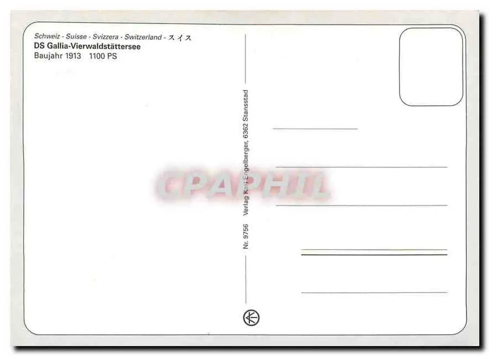 DS Gallia — lago Vierwaldstättersee — Verlag Kurt Engelberger, n° 9756 - Verso