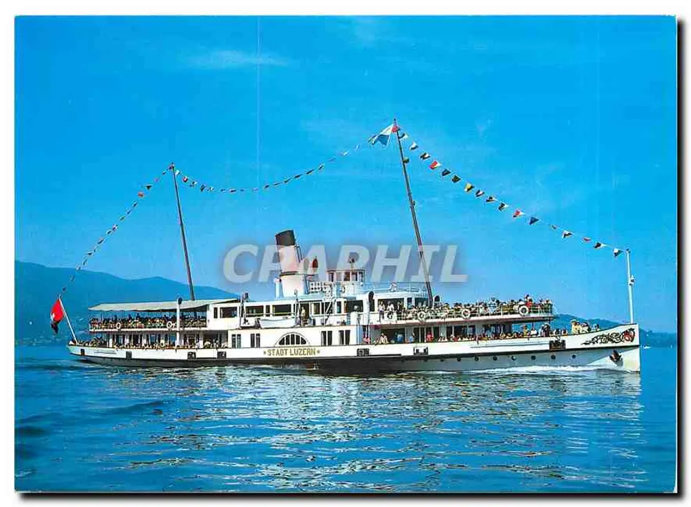 Navio a vapor STADT LUZERN — Lago dos Quatro Cantões — Editor Karl Enzlerberger, n° 10939 - Frente