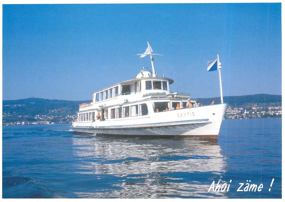 Nave SANTIS — lago di Zurigo — editore Zürichsee Schifffahrt und Gastronomie - Recto