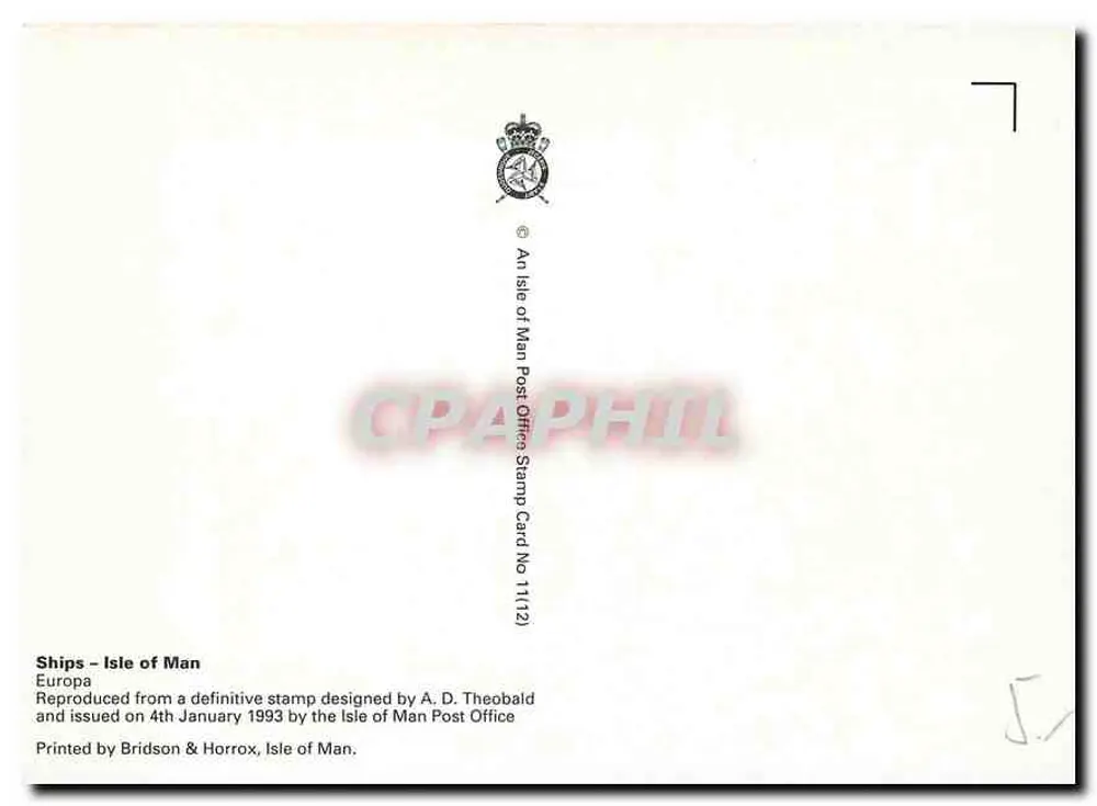 Cruise Ship – Europa – Isle of Man – Stamp Card No 111(2) - Verso
