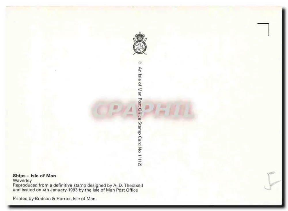 Waverley — vapor da Ilha de Man — editor Isle of Man Post Office, n° 11(12) - Verso