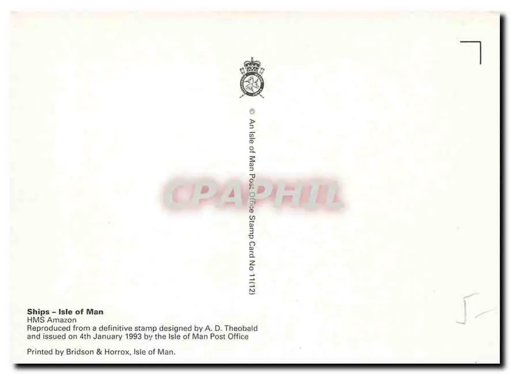 HMS Amazon — F169 — Oficina de Correos de la Isla de Man - Reverso