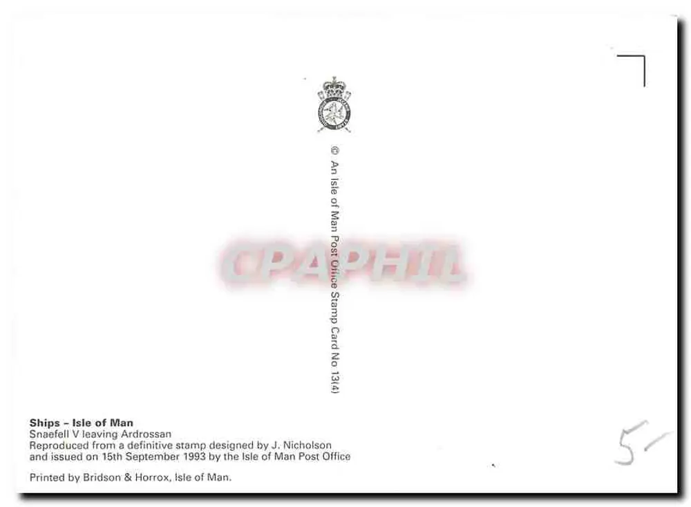 Snæfells V Leaving Ardrossan — Isle of Man — Post Office - Rückseite