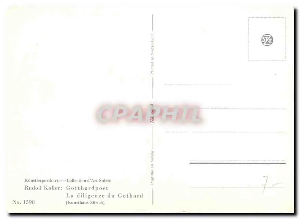 La diligence du Gothard — Rudolf Koller — No. 1598 - Verso