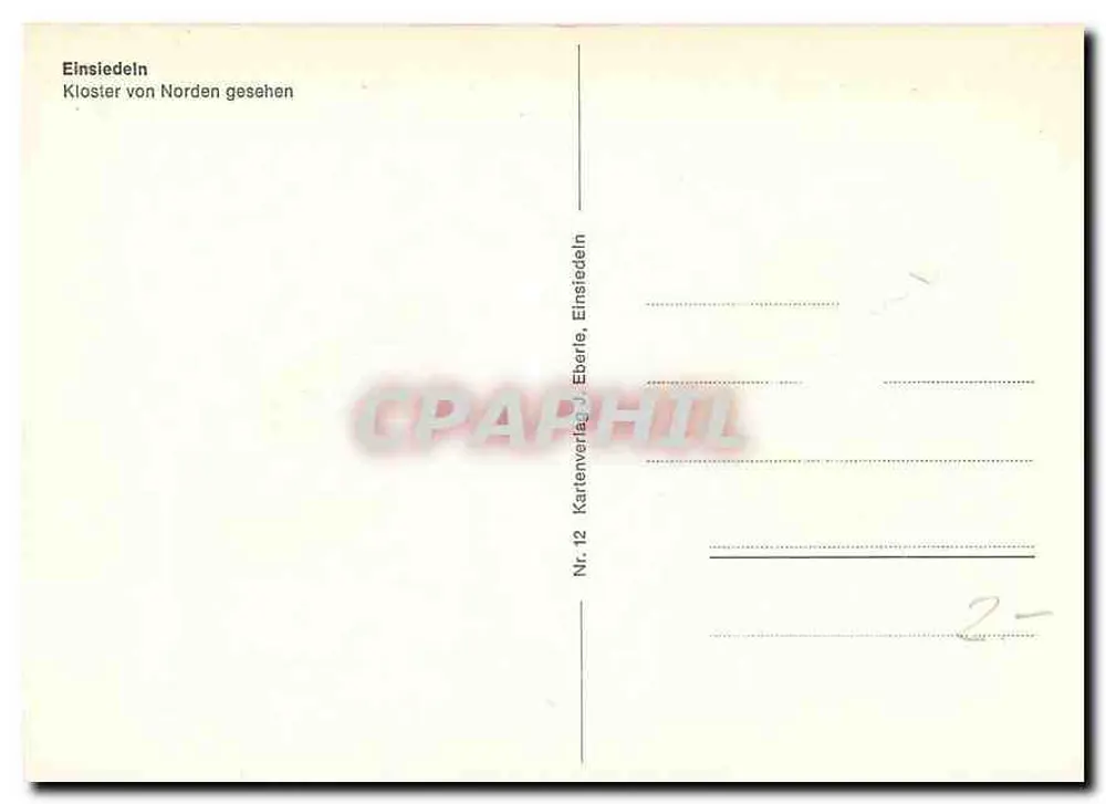 Einsiedeln — Kloster von Norden gesehen — Kartenverlag Einsiedeln, Nr. 12 - Verso
