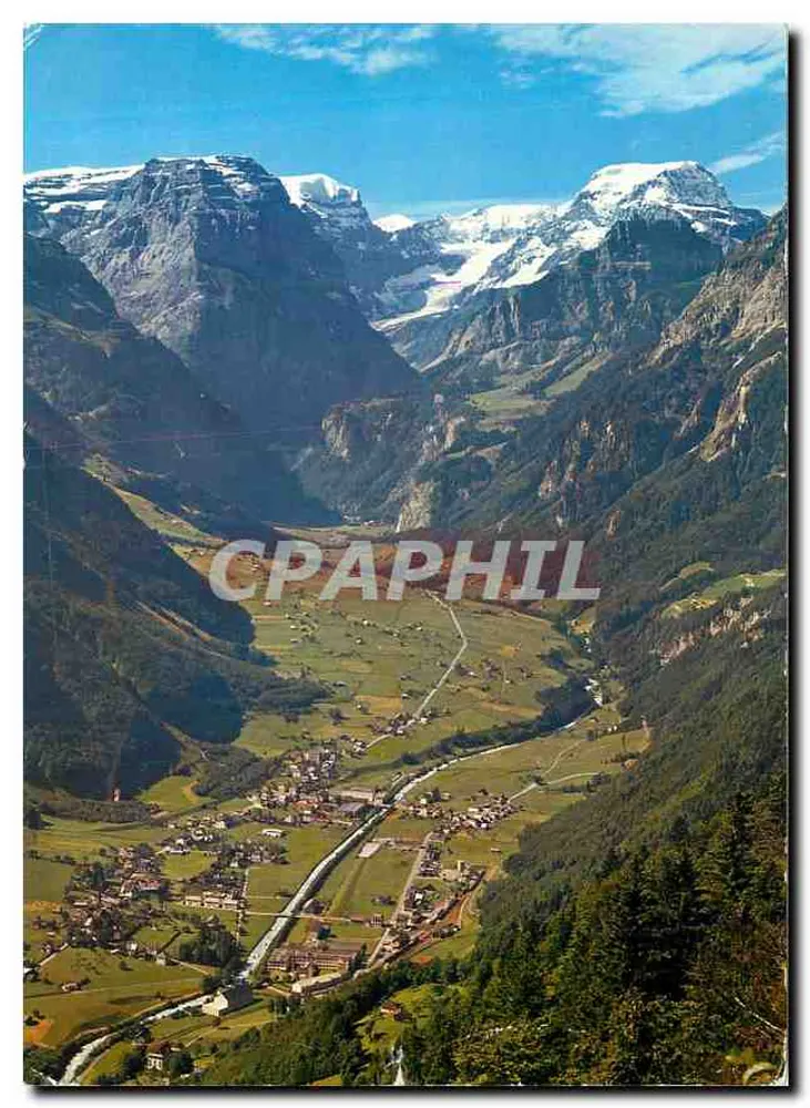 Braunwald (Suisse) — vue sur Linthal avec Tödikette — éditeur Schenwetter, Glarus - Recto