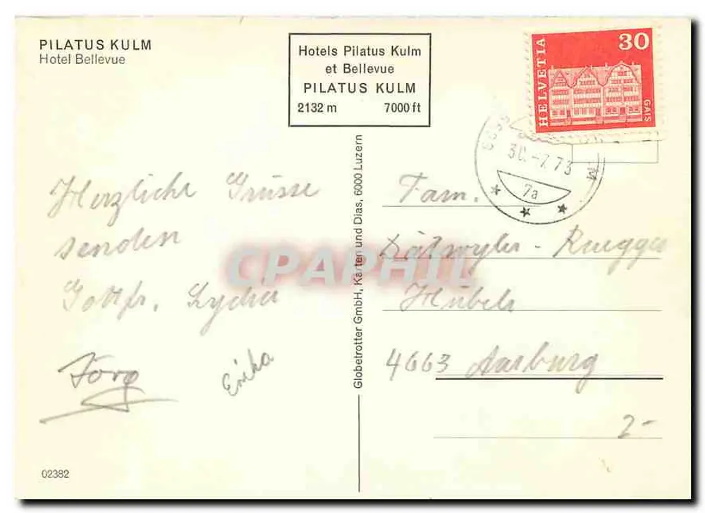 पिलेटस कुल्म - होटल बेलव्यू - एडिटर होटल्स पिलेटस कुल्म और बेलव्यू - पीछे