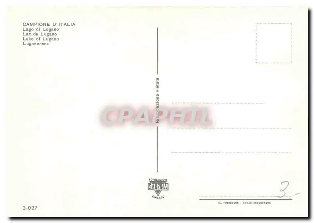 CAMPIONE D'ITALIA — Vista panorámica y monumento — Editor SABRINA, n°3-027 - Reverso