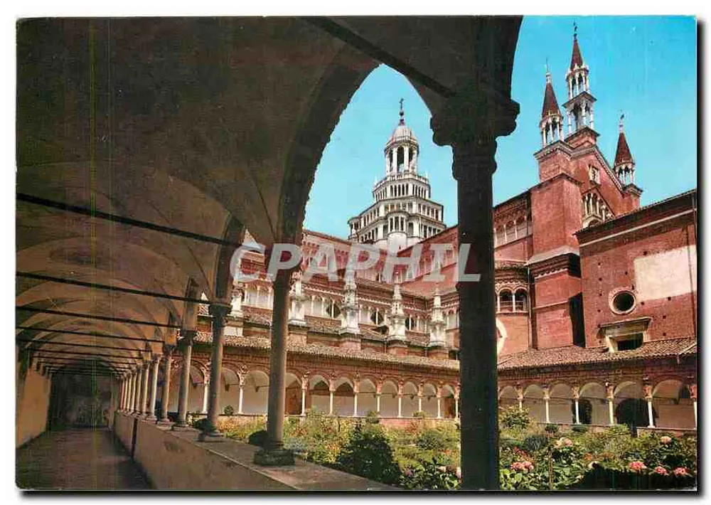 पैविया के सर्टोसा — छोटे क्लोइस्टर का पैनोरमा — फोटोग्राफिया ए कोलोरी (ओट्टावियानी) - आगे