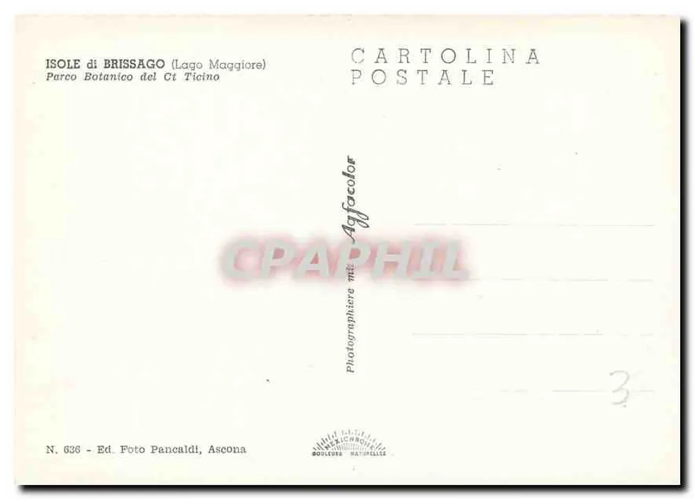 Inseln Brissago — Lago Maggiore — Ed. Foto Pancaldi, Ascona, Nr. 636 - Rückseite