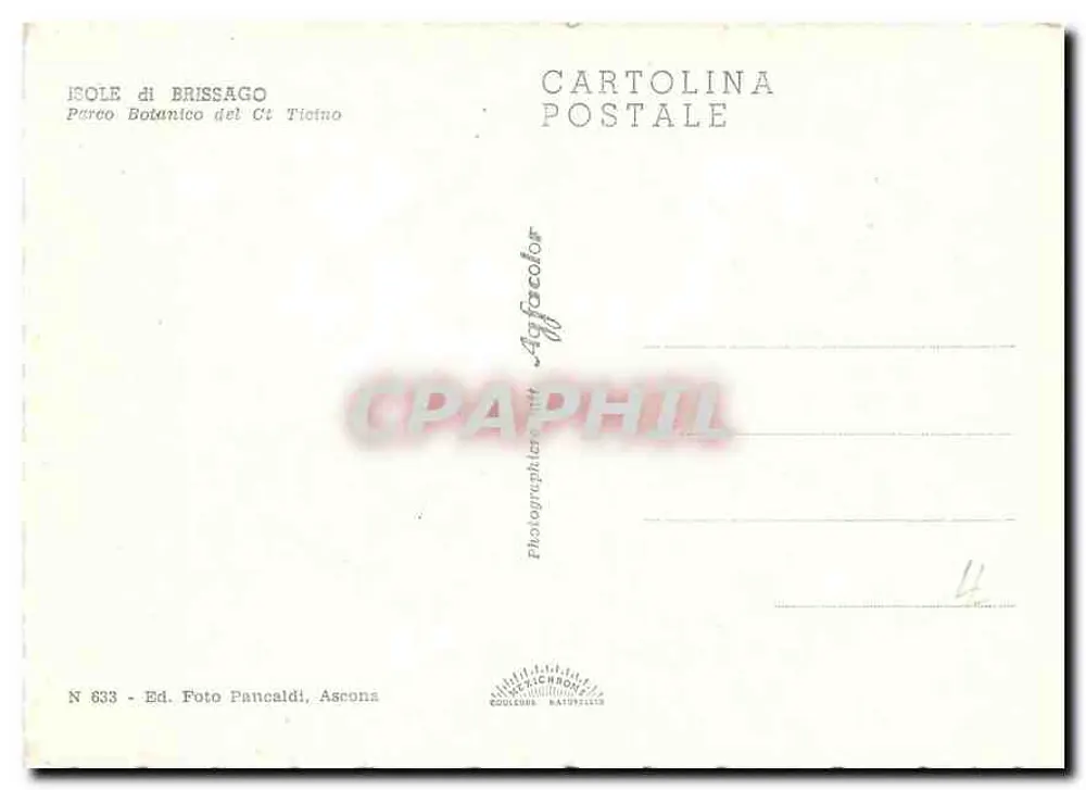 Villa avec jardin et étang — Isole di Brissago — Ed. Foto Pancaldi, Ascona, N° 633 - Verso