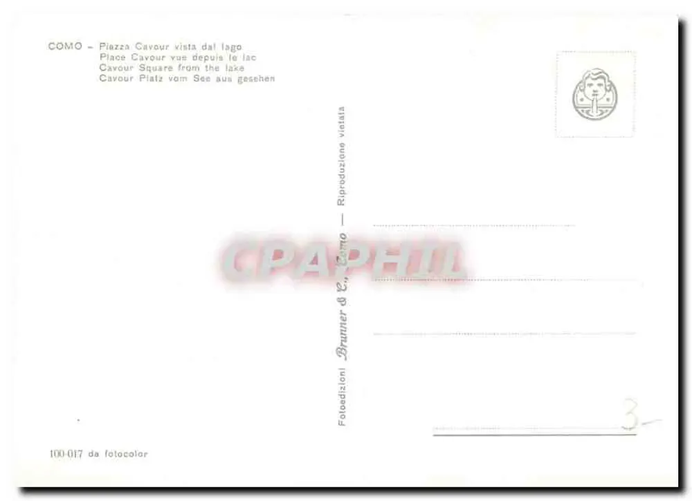 Como — Piazza Cavour widziana z jeziora — Brunner & C. Como, nr 100-017 - Rewers