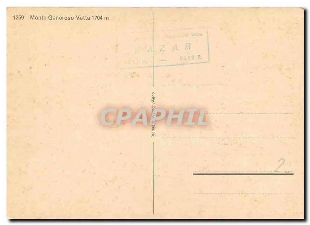 Monte Generoso — Wierzchołek 1704 m — Verdad O. Würzch, Auno - Rewers