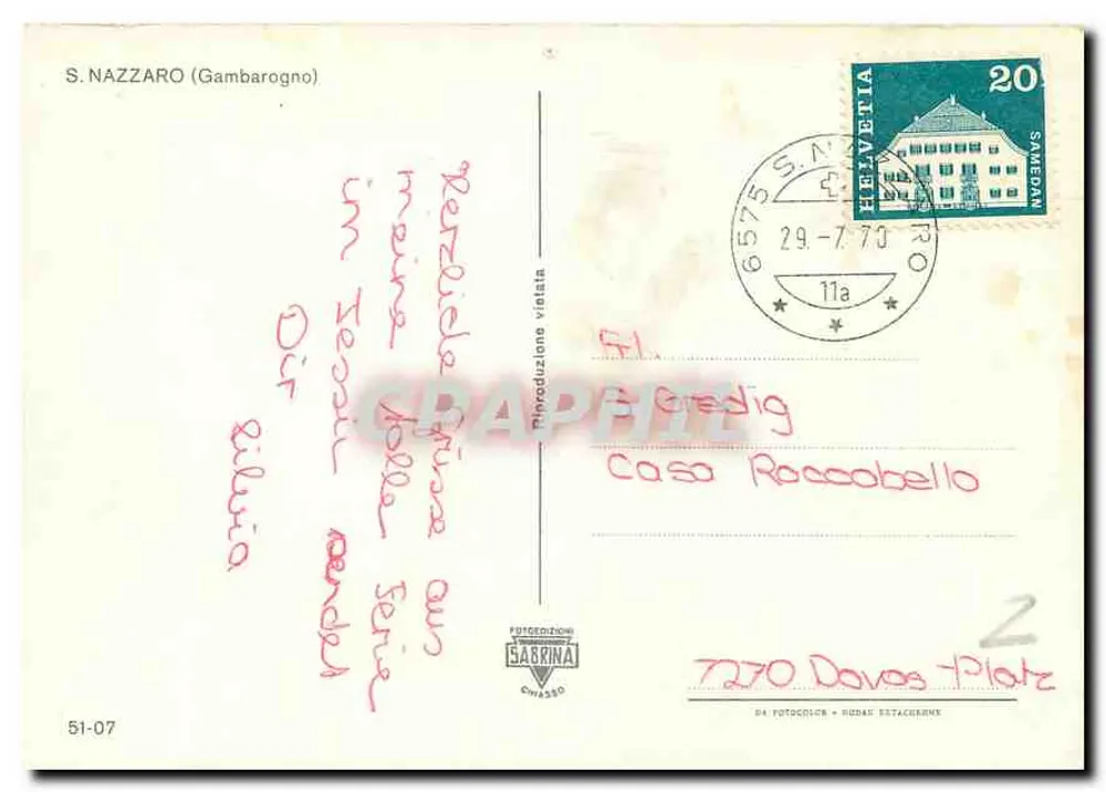 Gambarogno S. Nazzaro — Lago Maggiore — Uitgever Sabrina, serie 51-07 - Achterkant