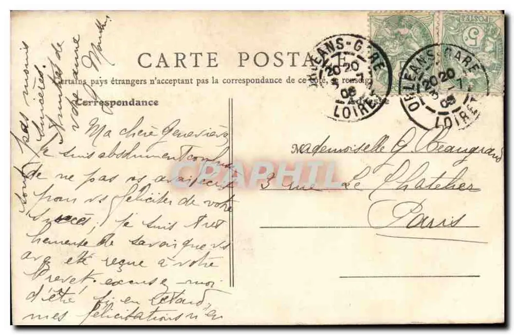 Orléans - Most - Ogólny widok — B. F., PARIS, n° 121 - Rewers