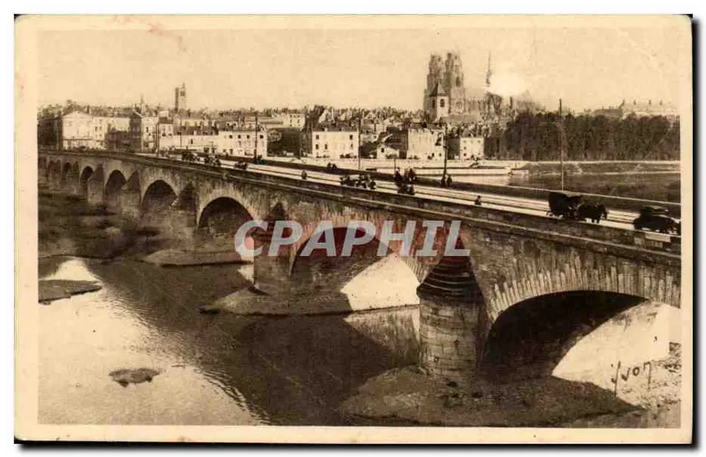 Orléans (Loiret) — Panorama in Richtung Kathedrale und Brücke George V — Éditions d'Art IVON - Vorderseite