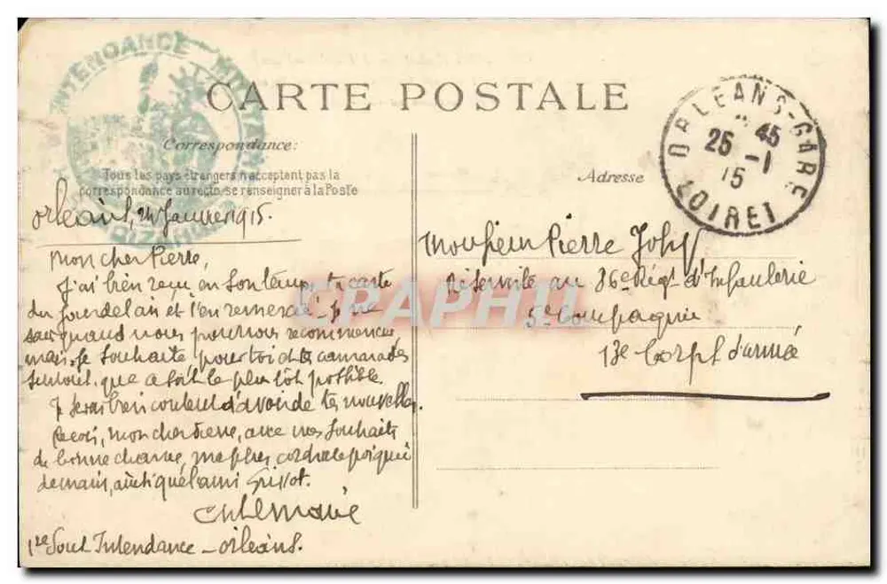 Orléans (Loiret) — A Prefeitura — editor Orléans, n° 548 - Verso