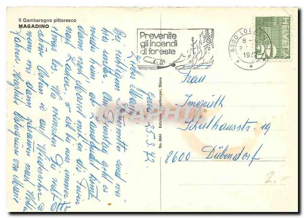 Vue de Magadino — Éditeur Il Gambarogno Pittoresco, n° 0044 - Verso