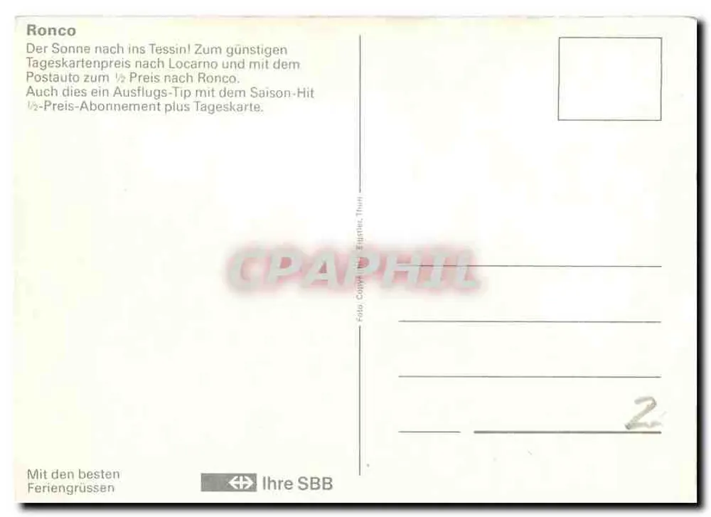 Ansicht von Ronco — See und Berge — Verlag SBB, Nr. 2 - Rückseite