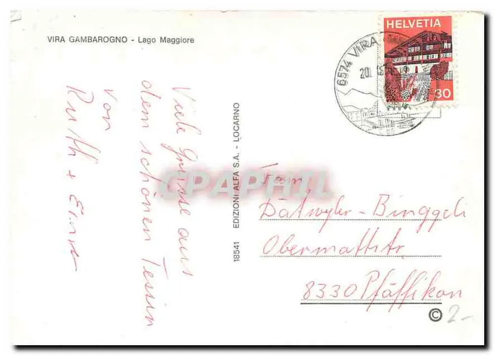 Vira Gambarogno — Lago Maggiore — Alfa S.A. Edition No. 12541 - Back