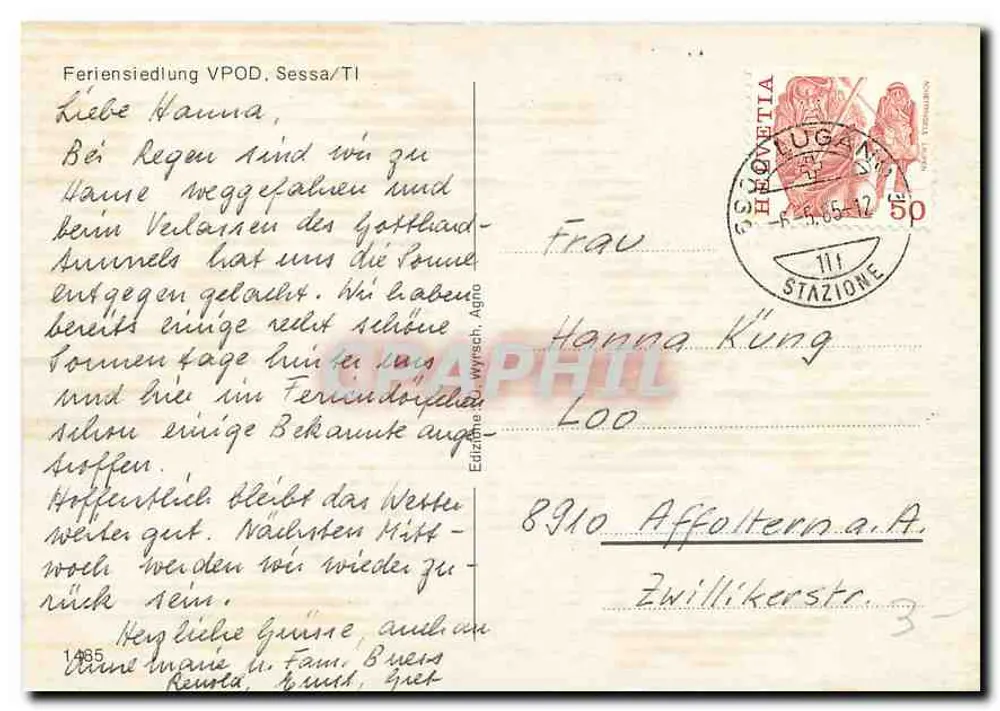 Ferien-Siedlung VPOD/TI — Sessa — éditeur Edizione J. Wypsch, Agno - Verso