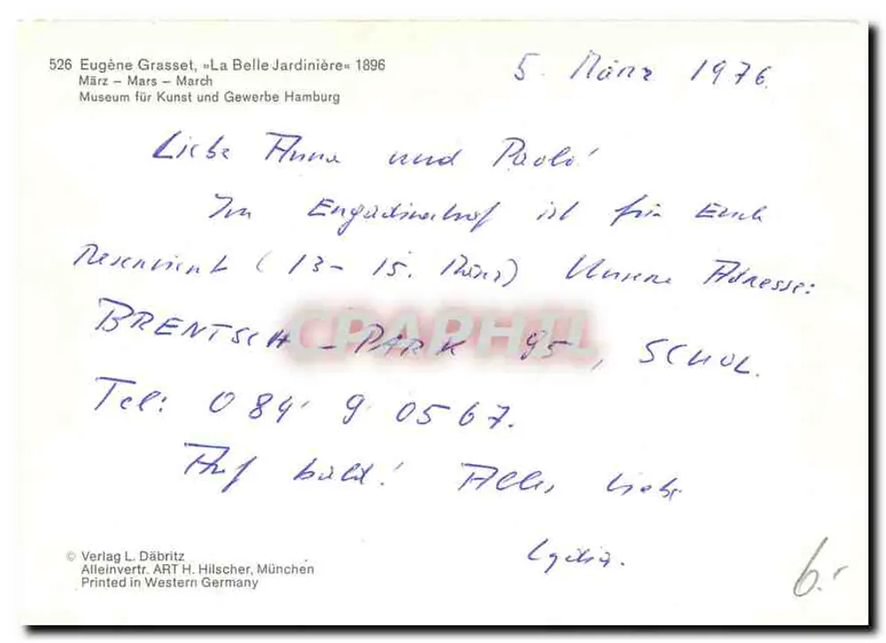Mars — Die Schöne Gärtnerin — Verlag L. Däbritz, Nr. 526 - Rückseite