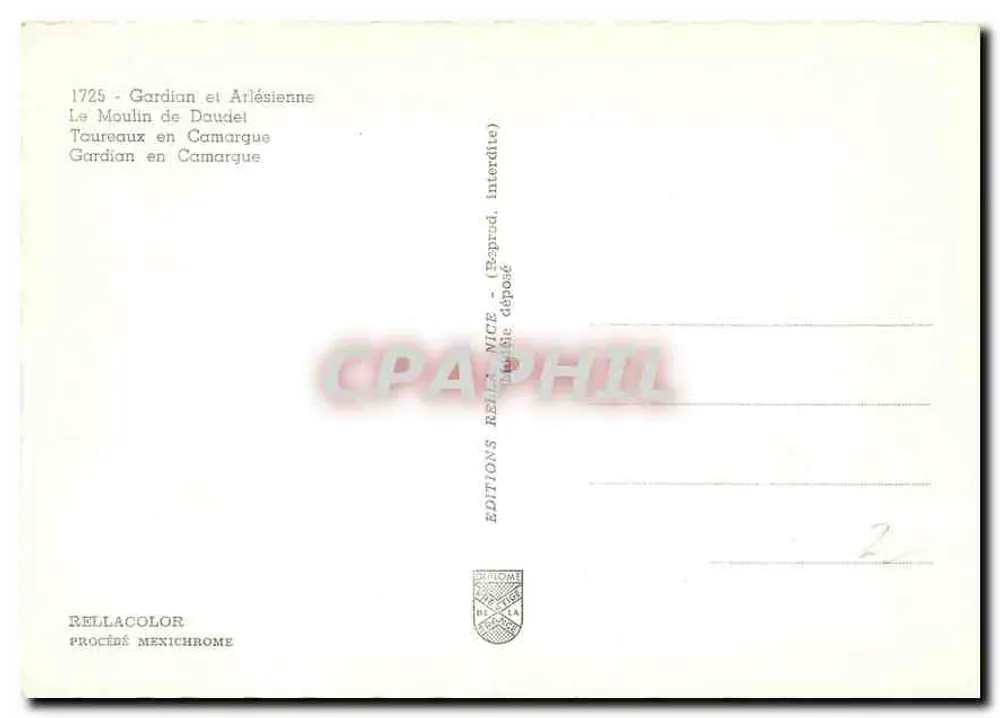 Visões da Provença — Cenas da Provença com moinho e cavaleiros — Éditions Rellacolor - Verso