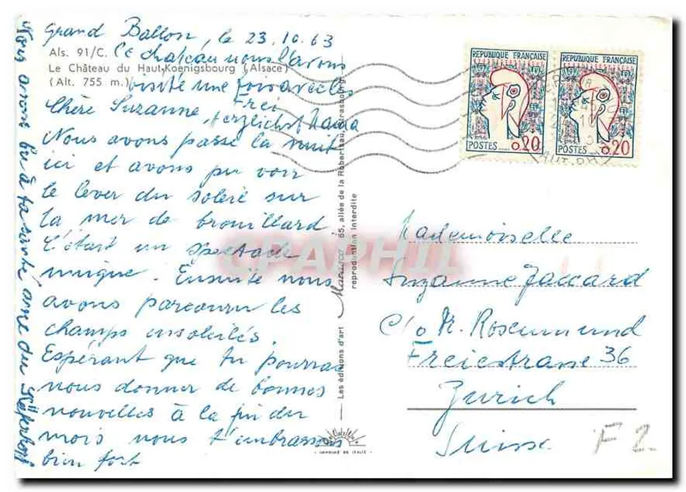 Castelo do Haut-Koenigsbourg — Alsace — editor não identificado, número de série não visível - Verso