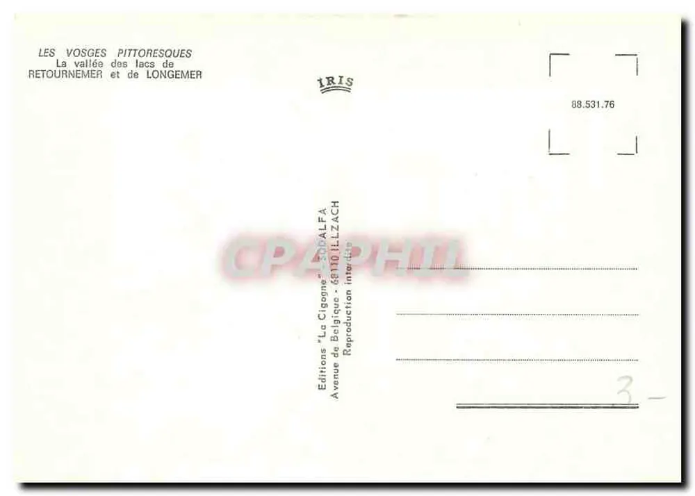 Pittoreske Vosges — Die Tal der Seen Retournemer und Longemer — Éditions 'Le Cigognes' - 89110 Illzach - Rückseite