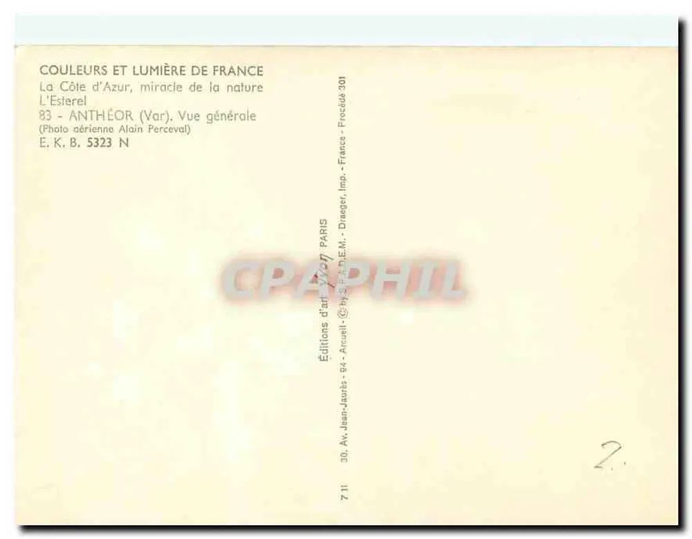 L'Estérel — Vue générale — Éditions d'art Jean-Jaurès, Paris - Verso