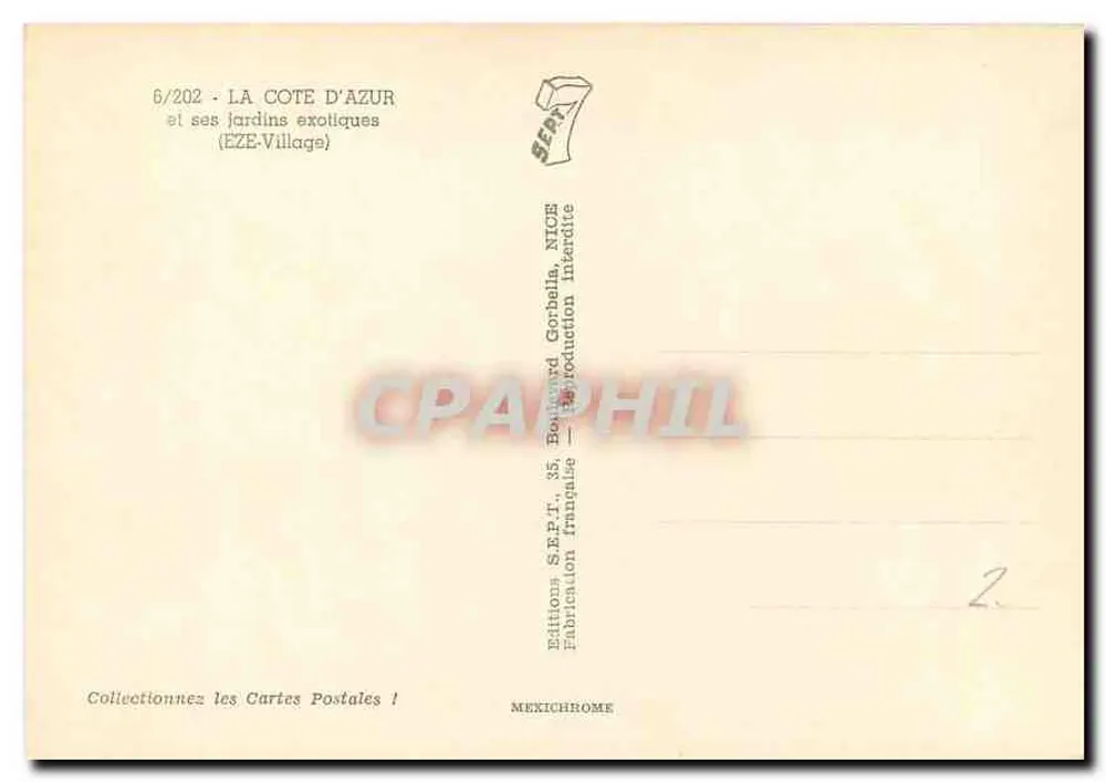 Eze-Village — Exotische Gärten — Éditions S.E.P.T., 35 Boulevard Gorbella, Nice - Rückseite