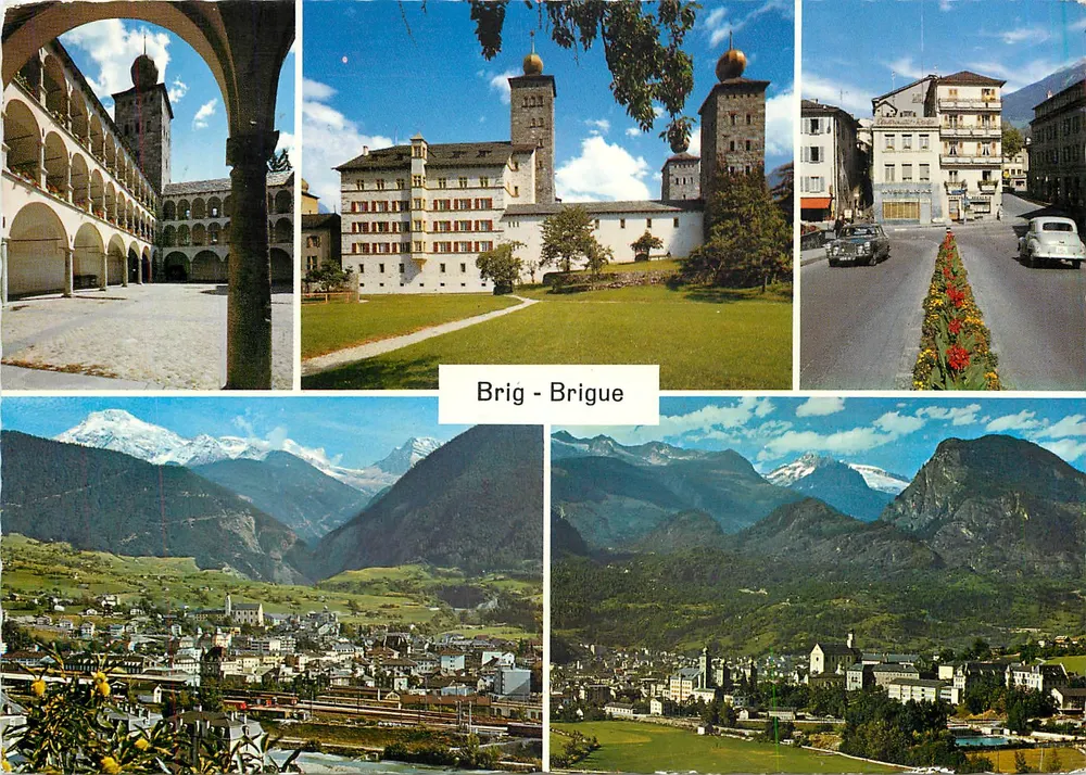 Brig — Brigue — widok panoramiczny i Stockalperpalast — wydawca Nr. 16169 - Awers