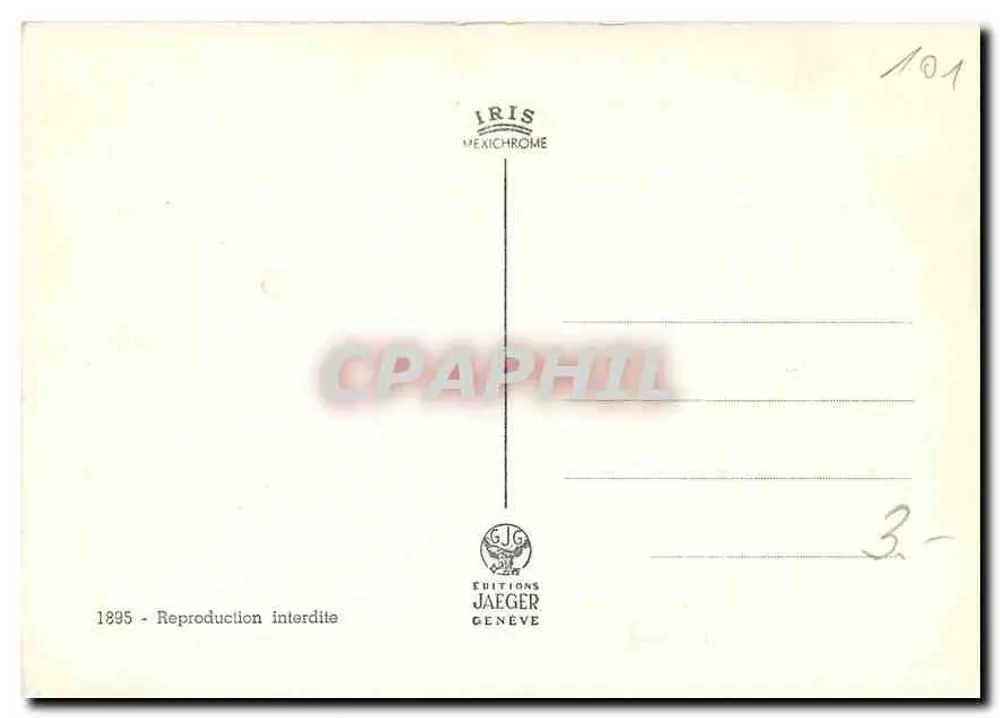 Montreux de antigamente — vista do castelo e paisagem lacustre — Éditions Jaeger Genève, n°101 - Verso