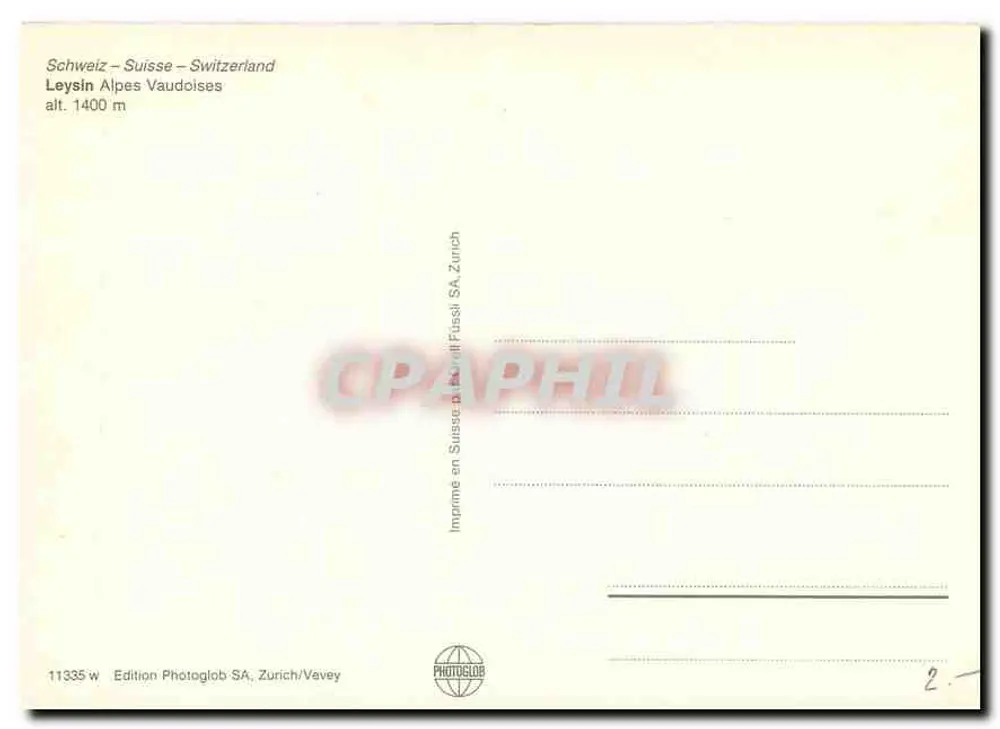 Leysin – Alpes Vaudesas — alt. 1400 m — Edition Photoglob SA, Zúrich/Vavey - Reverso