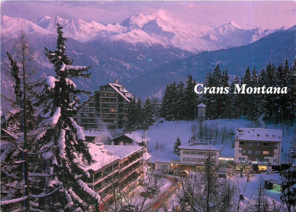Crans Montana — Winterlandschaft mit schneebedeckten Bergen — Photo Edition Darbelay - Vorderseite