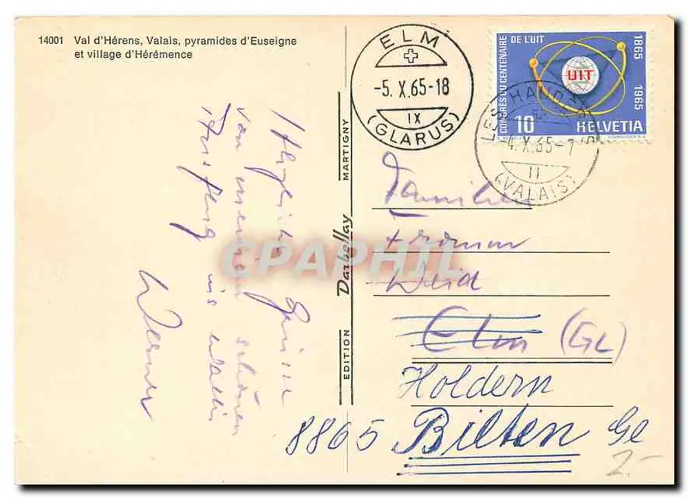 Val d'Hérens, piramidi di Euseigne — villaggio di Héremence — Edizione Martigny - Verso