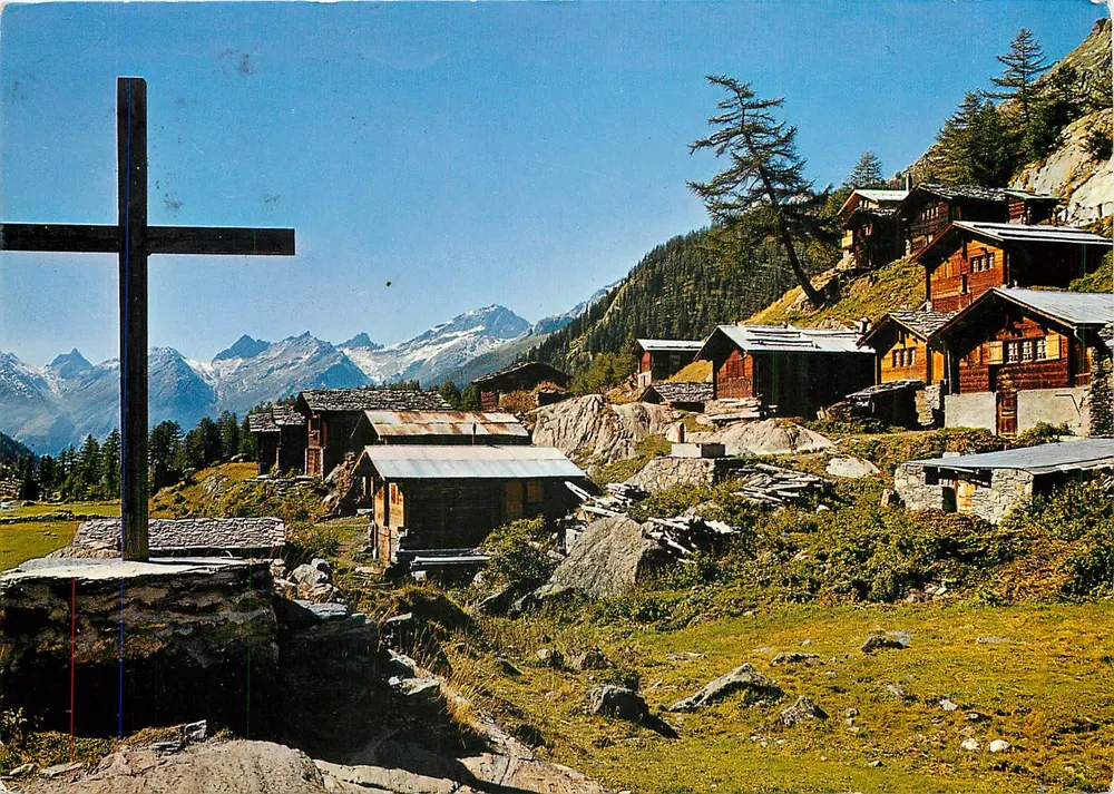 Lötschental - Glitscherstaffel bei Fafleralp (1800 m) - Rothörner — Vintage Postcard/Antike Ansichtskarte Nr.16499 - Vorderseite