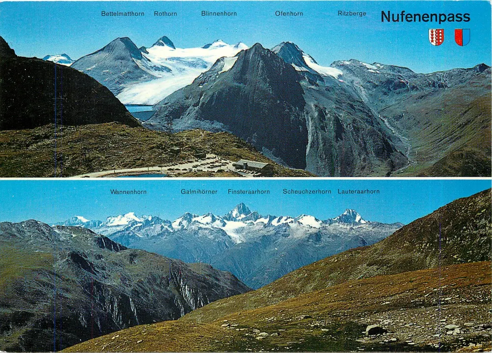 Paso de Nufenen — vista de los picos alpinos — editor Thot Klopfenstein - Anverso