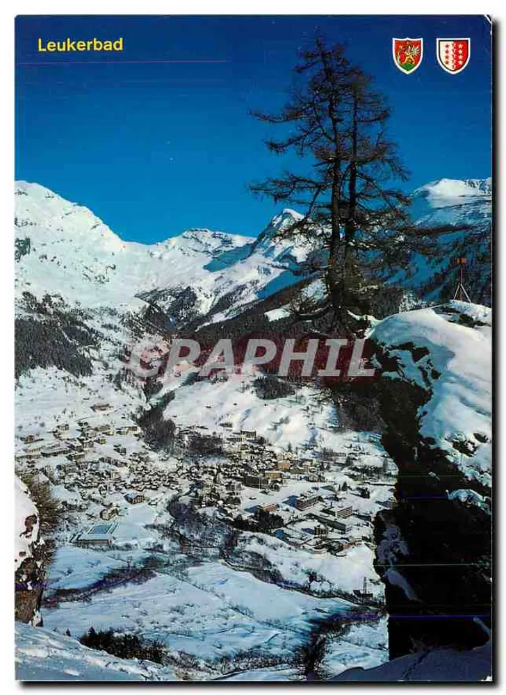 Leukerbad — schneebedeckter Panoramablick — Graphphil - Vorderseite