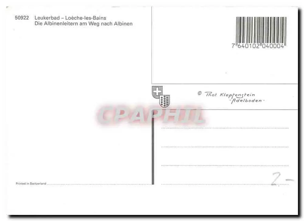 Albines - Leucherbad — Die Albinen — Verleger Thot Klopfenstein, Nr. 50922 - Rückseite