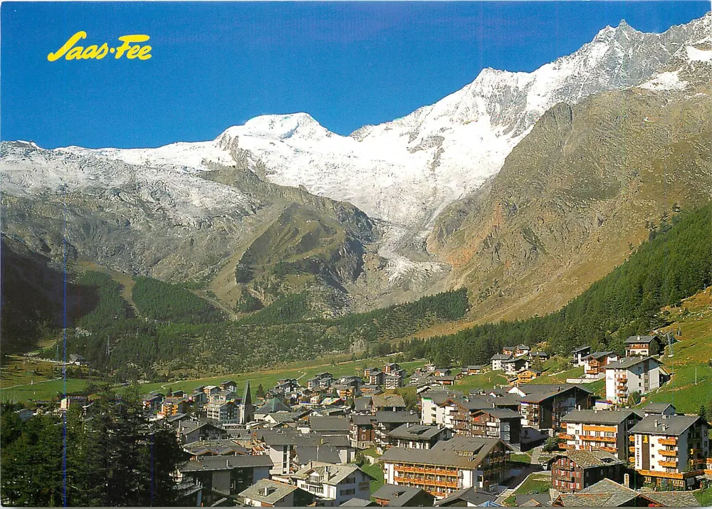 सास-फ़ी — पैनोरमिक दृश्य — © थ्रॉट क्लोप्फ़नस्टेन / एडलबोडेन - आगे
