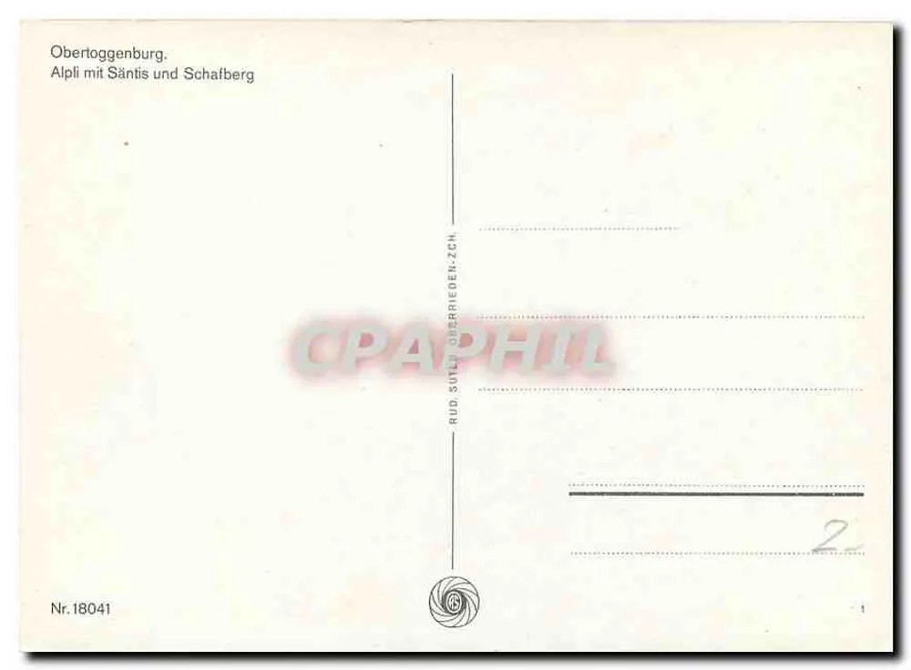 Oberottoggenburg — Alp com Säntis e Schafberg — Rudolf Oeririeden-ZCH - Verso