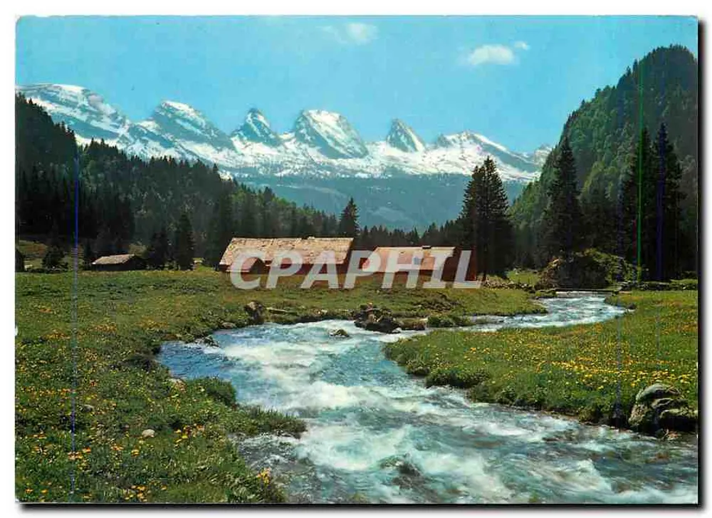 Vista delle Alpi — Obertoggenburg con i Churfirsten — foto Gross St.Gallen O St.Fiden - Recto
