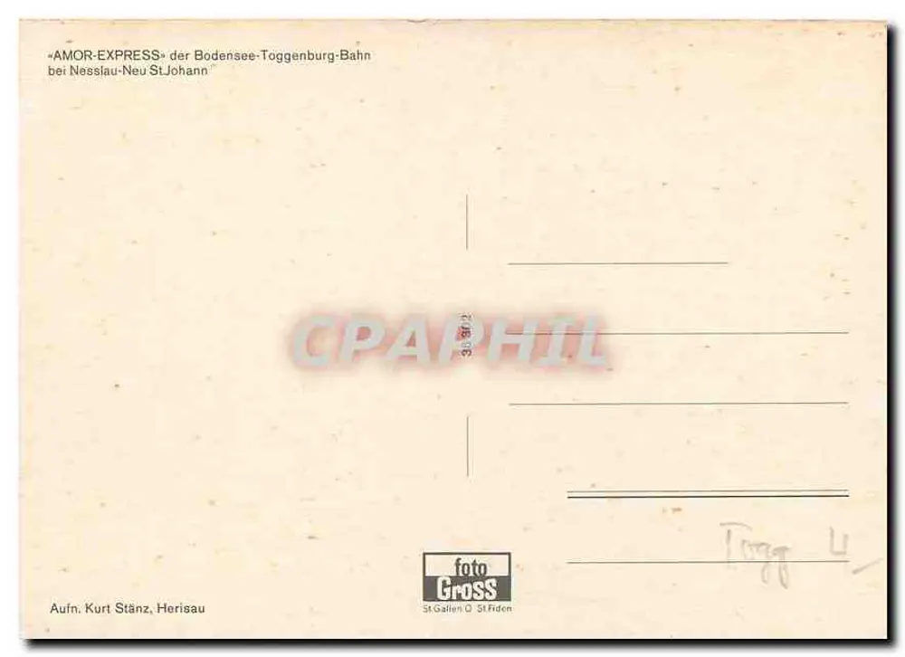 Zug Bodensee-Toggenburg — «AMOR-EXPRESS» — foto Gross St Gallen - Rückseite