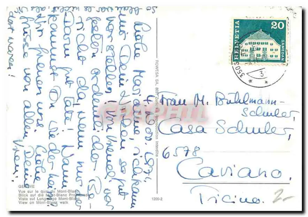 Vue sur le lac Léman — port de Samedan — éditeur NOWESA SA, n° 1200-2 - Verso