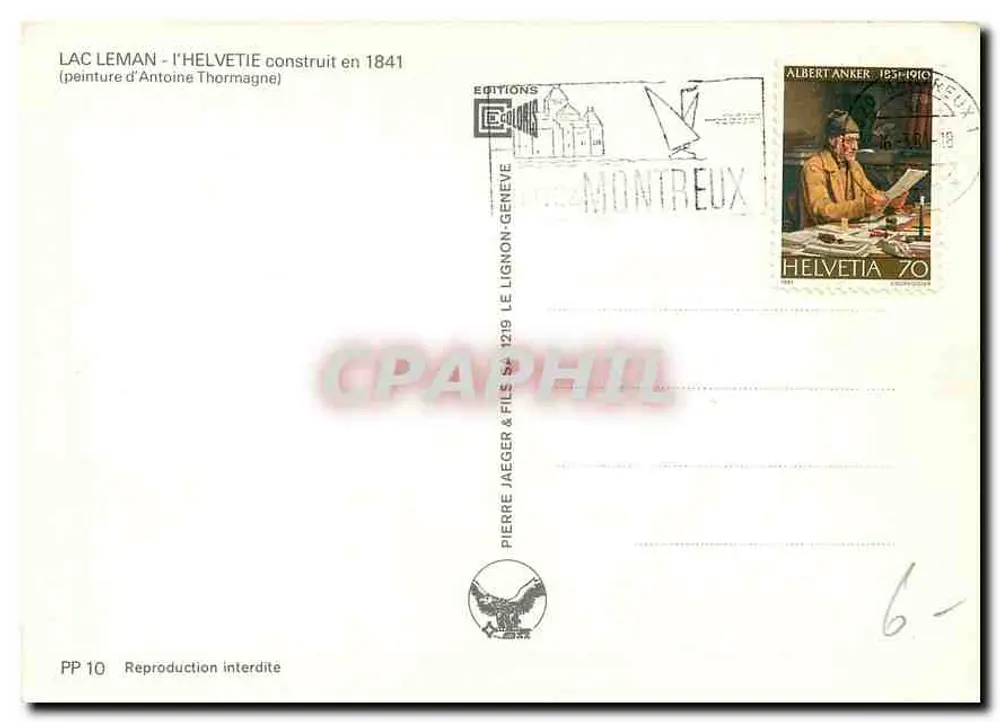 Lago Léman — O vapor HELVETIE — Edições Pierre Jaeger & Fils - Verso