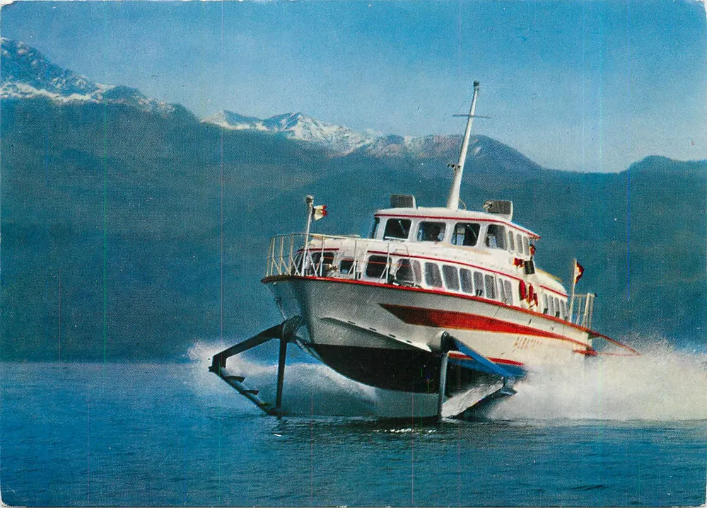Albatros na Lac Léman — statek z płetwami — Wydawnictwo PERROCHET, n° 0445 - Awers