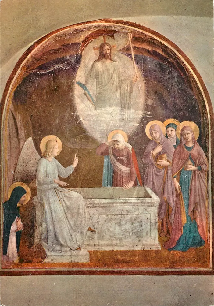 Die Auferstehung und die Mariae am Grab — Beato Angelico, 1437 — Ediz. Giusti di S. Becocci, Florenz - Vorderseite