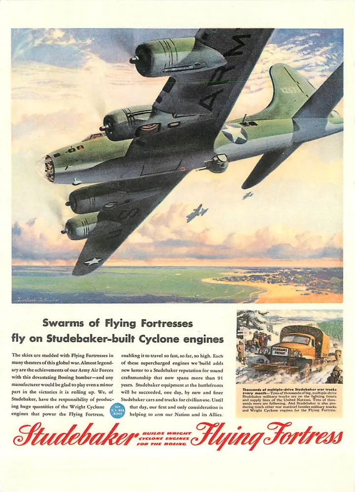 B17 Flying Fortress - 1942 — Publicidade Studebaker — Vintage Ad Gallery Ltd, No 4 - Frente